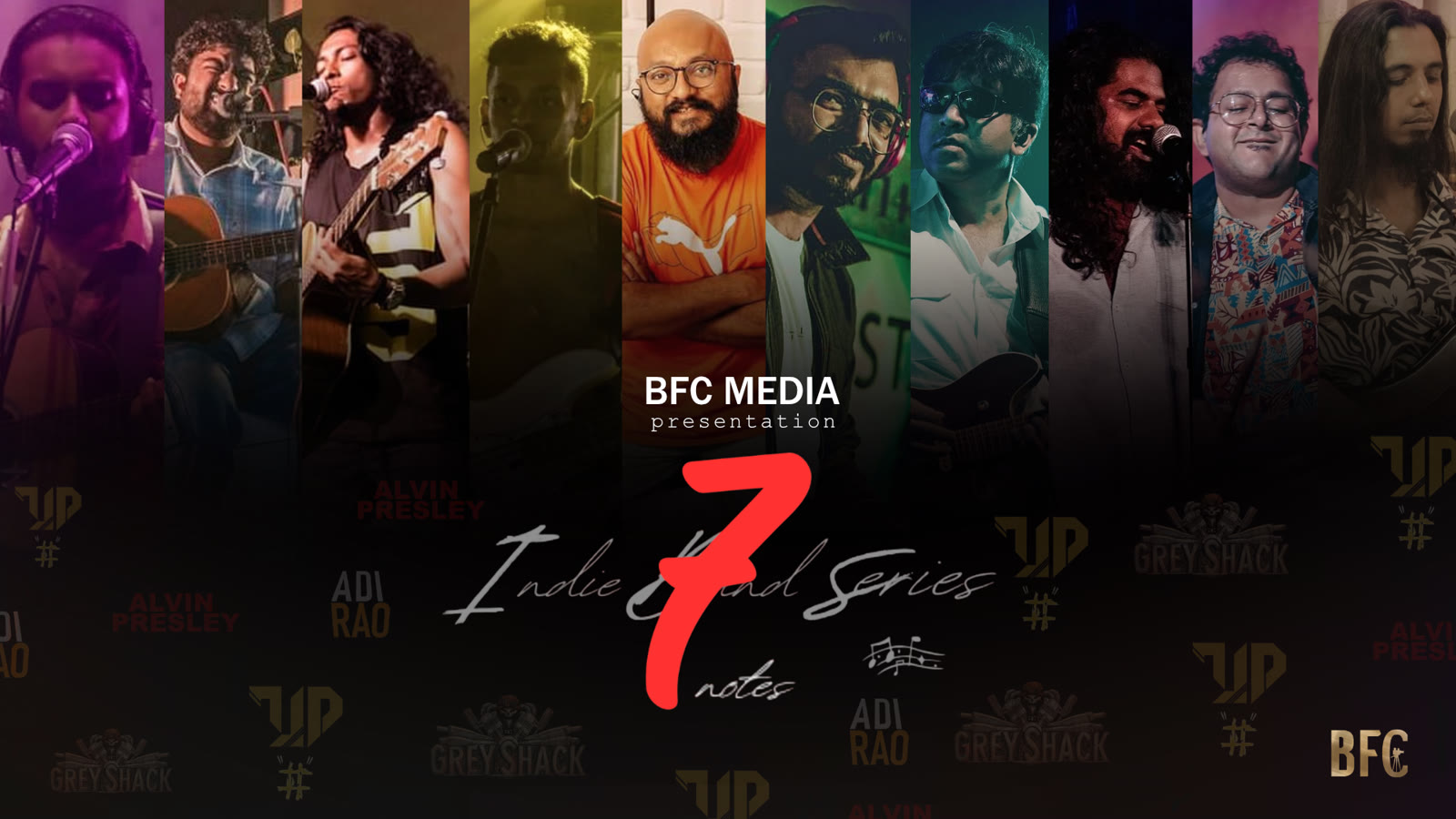 Indie Band Series poster featuring a collage of musicians and performers